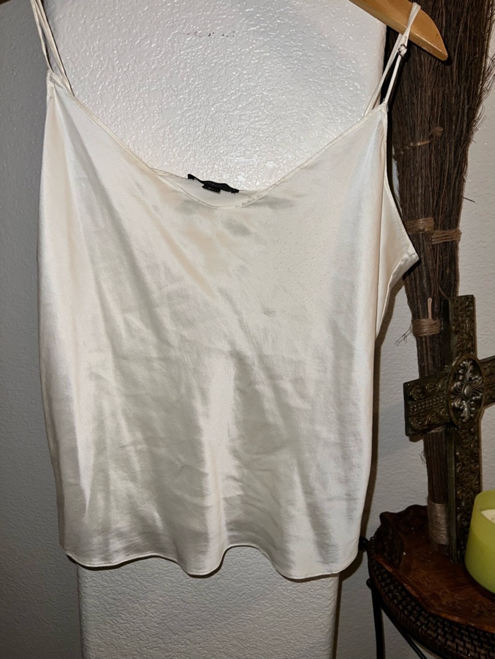 100 % Silk Spaghetti Strap Cami Tank Top - Ivory